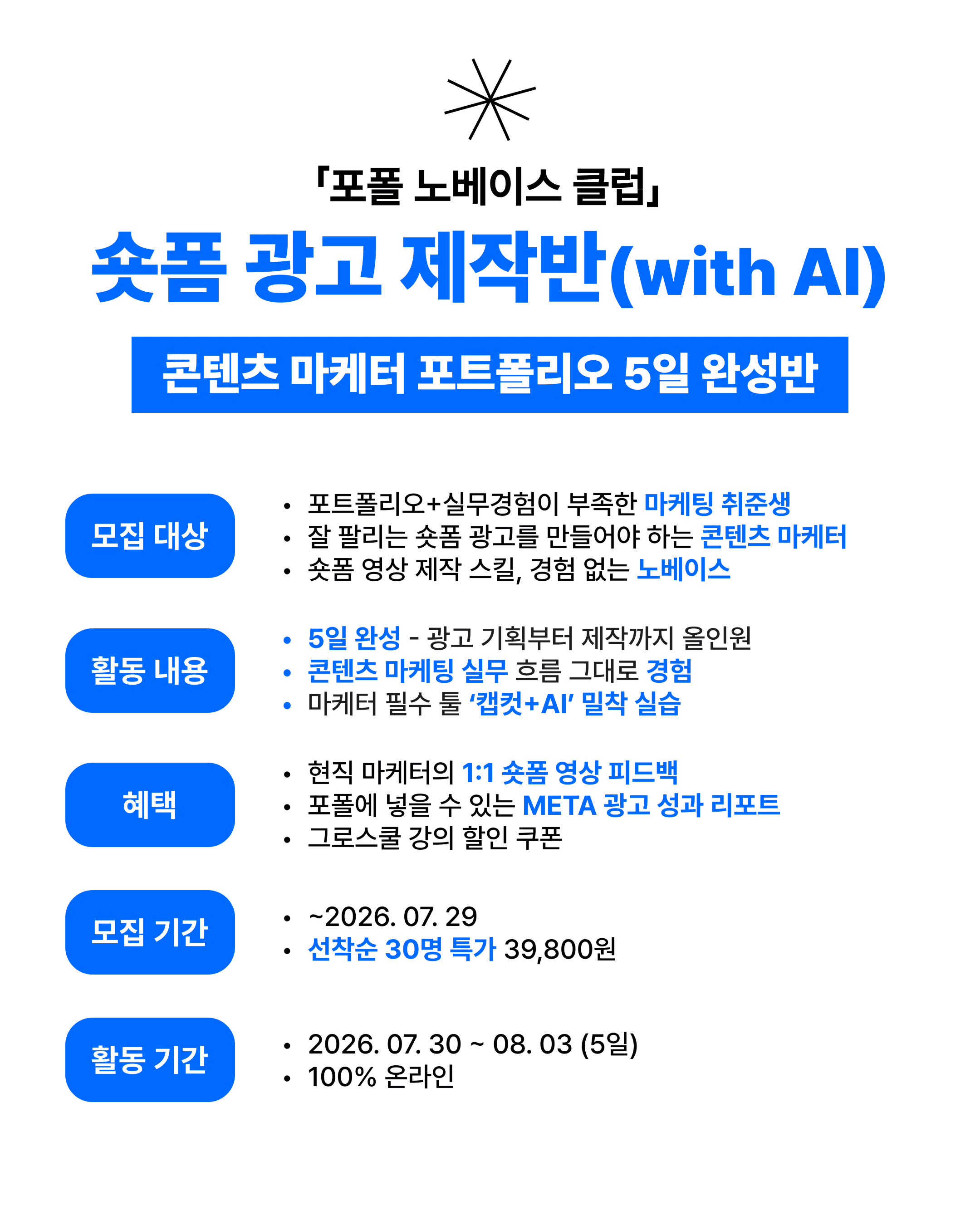 콘텐츠 마케터 포트폴리오 5일 완성반 모집